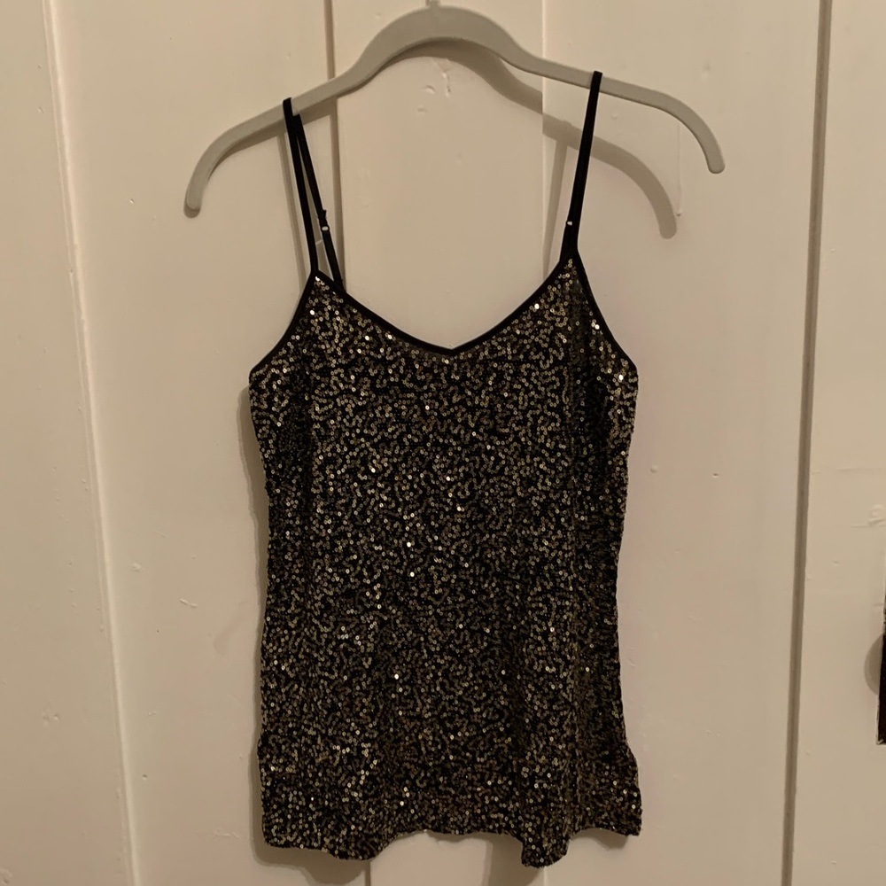 Express Gold and Black Sequin Camisole